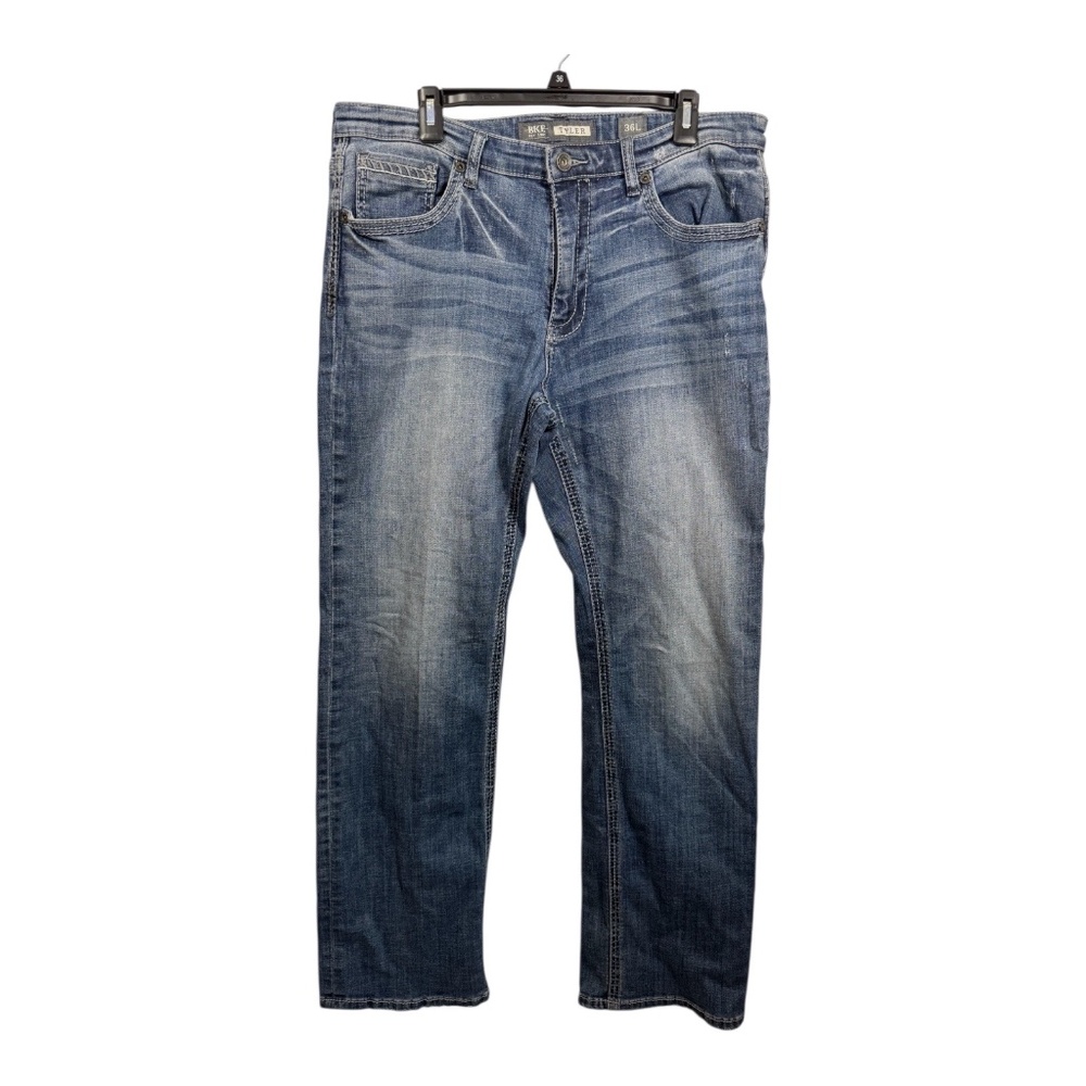 BKE Tyler Mens Size 36L Dark Fade Boot Cut Cowboy Western Zip Fly